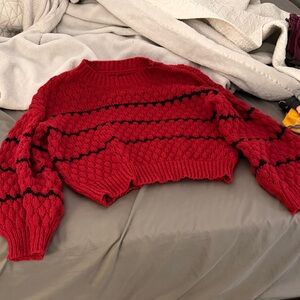 Red Cable Knit Sweater
